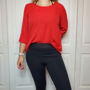 Lily White Red Long Sleeve Blouse